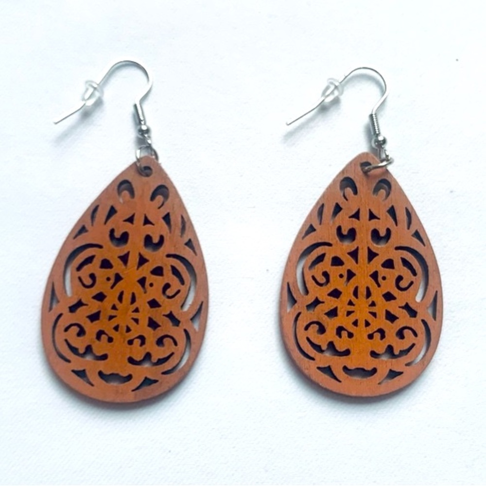BOHO Lightweight Wood Cut Out Earrings